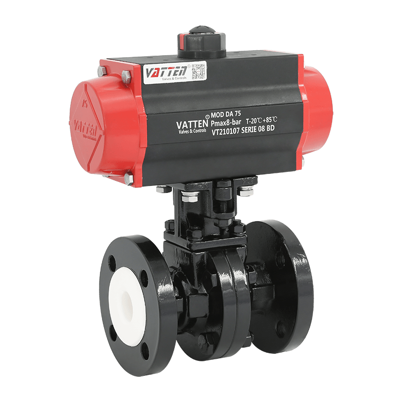 Pneumatikus fluor bélésű karimás golyóscsap